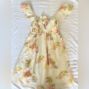 American Eagle Outfitters Cream Floral Sundress with Pink and Green Accents